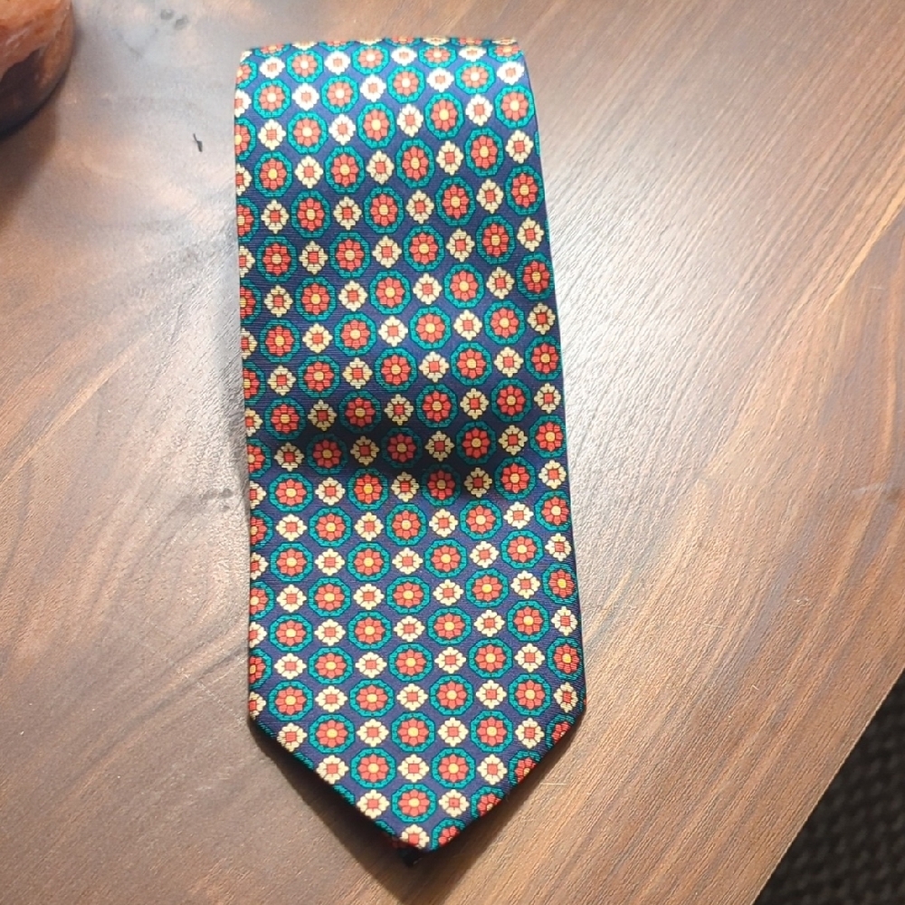 Floral Patterned Tie - Blue and Red Burberry